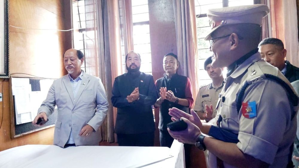 Nagaland State CM Neiphiu Rio during the launching of the CCTV installation at seven Police Stations under Kohima district on August 9. (Morung Photo)